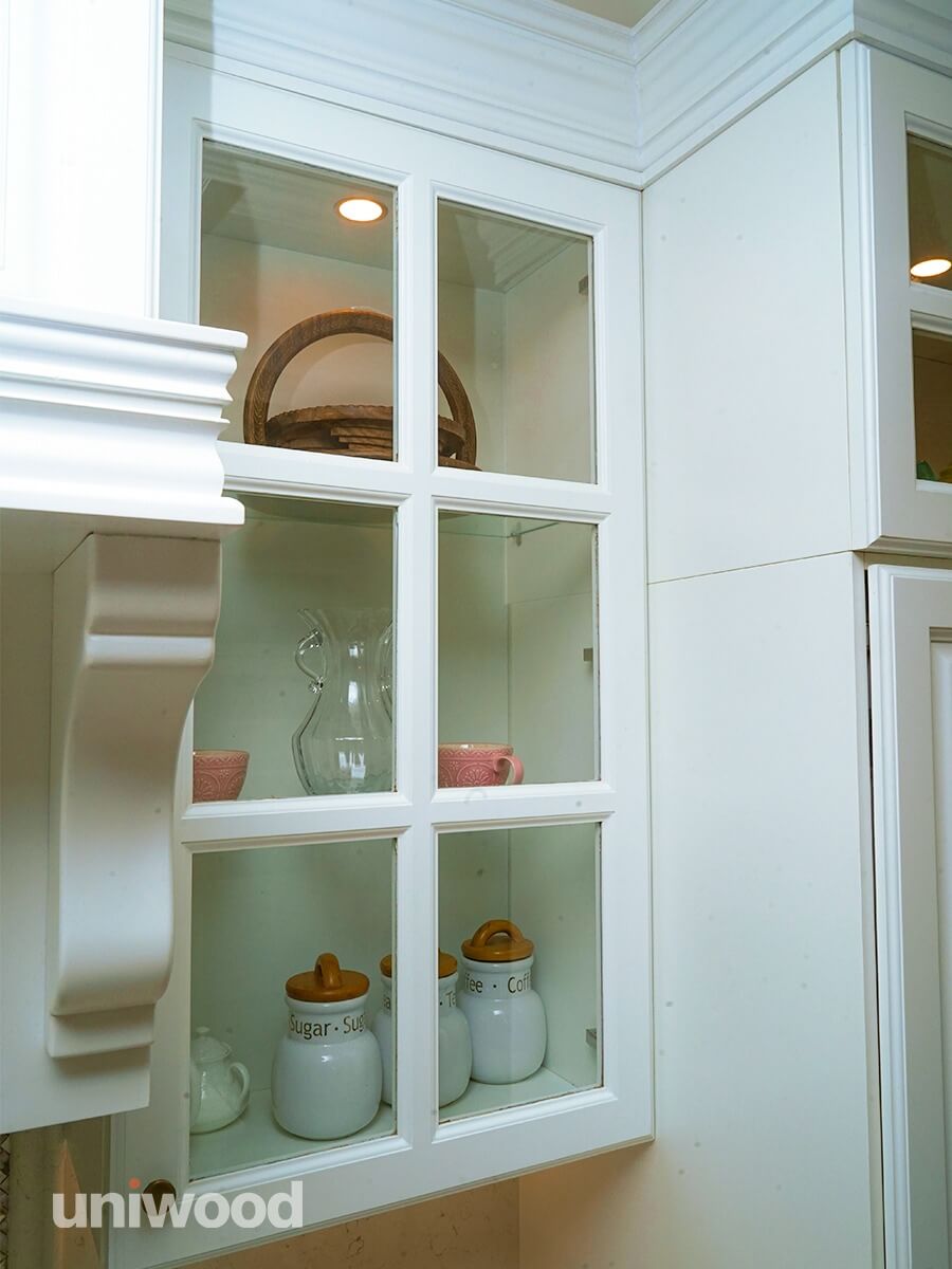 Classic Wooden Modular Kitchen Glass Cabinets